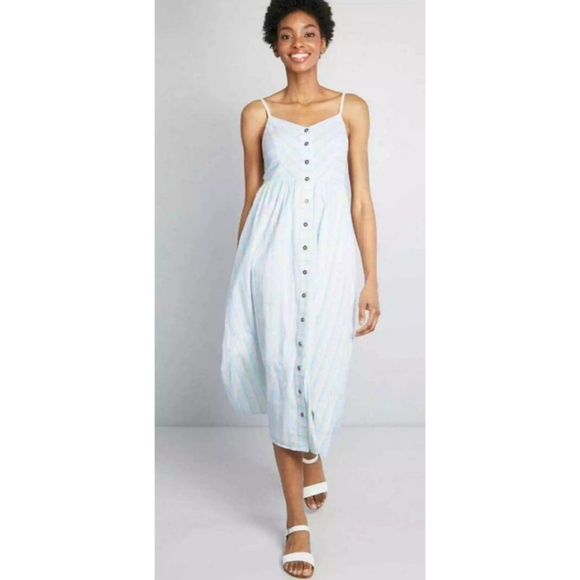 Modcloth Midi Dress Womens Size S Pastel Stripes Quite Clearly Charismatic - Picture 7 of 16